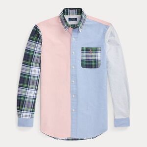 Ralph Lauren Oxford cloth shirt patchwork blue pink size XXL